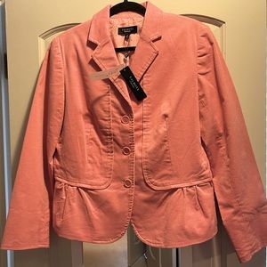 Talbots Pink Corduroy Fully-Lined Peplum Blazer (Size 12) (NWT)